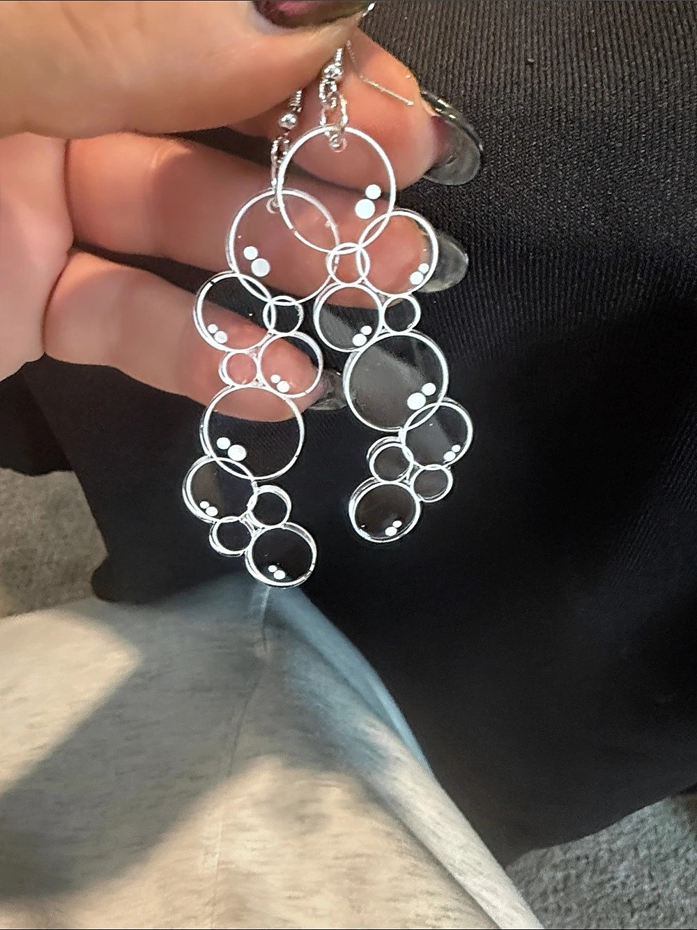 Silver-Tone Circle Link Earrings